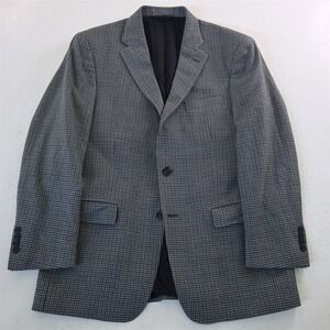 Jos. A Bank 41R 42R Blue Check Silk‎ Wool Traveler Mens Blazer Jacket Sport Coat